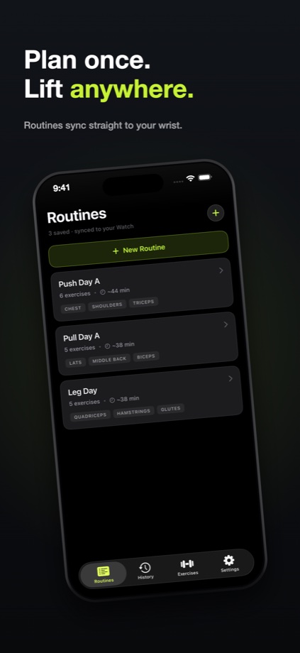 Routines on iPhone, synced to your Watch