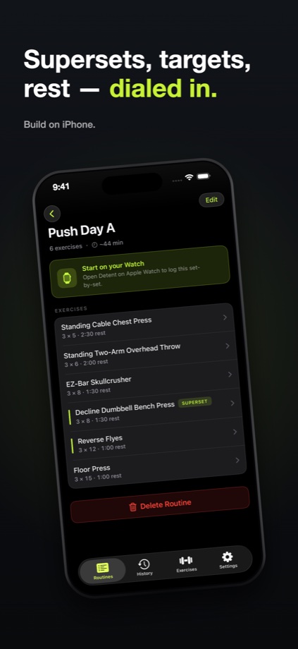 Routine builder with supersets